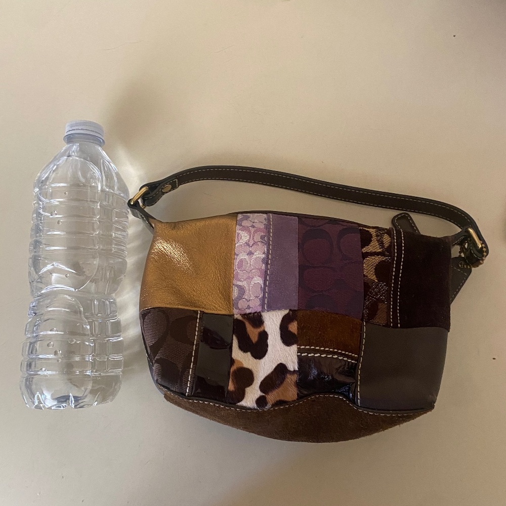 Coach patchwork brown/purple/animal print mini bag